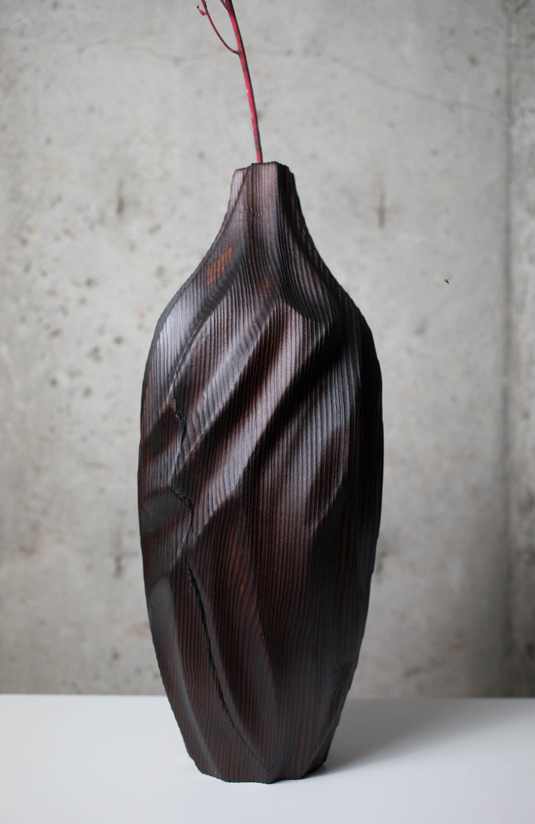 Sculpted Yakisugi No. 2 | Dried Floral Statement Vase | Jak 